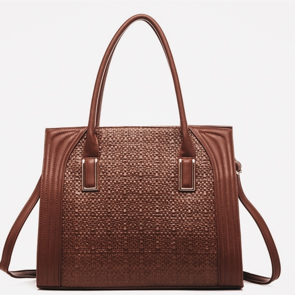 Large Weave Structure Tote In Brown